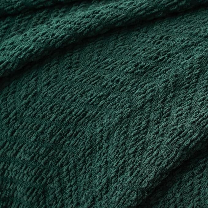 BATTILO HOME Forest Green Throw Blanket Couch,Knit Christmas Throw Blanket Versatile Chair,Super Soft Warm Christmas Decor Throw Tassels Bed,Sofa and Living Room,50'' x 60''