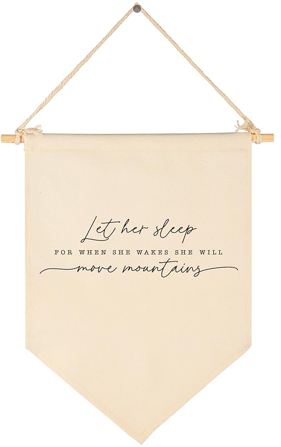 Let Her Sleep for When She Wakes She Will Move Mountains-Pennant Wall Decor Gifts for Baby Girls Kids-Canvas Hanging Pennant Banner Wall Decor Gifts for Nursery Baby Room Bedroom-Baby Gifts Shower