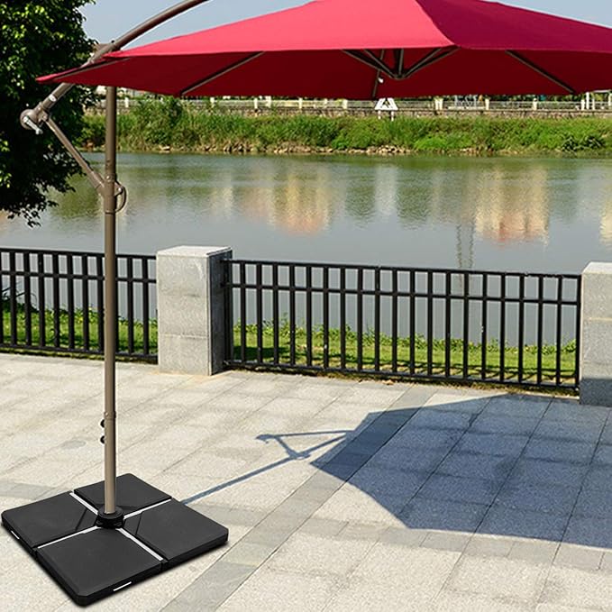 Tangkula 4PCS Patio Cantilever Offset Umbrella Base Weight Stand, 238lbs Square Shaped Sand/Water Filled Weight, 4-Piece Outdoor Umbrella Base Plate w/Heavy Duty Plastic, 38" x 38" Umbrella Base
