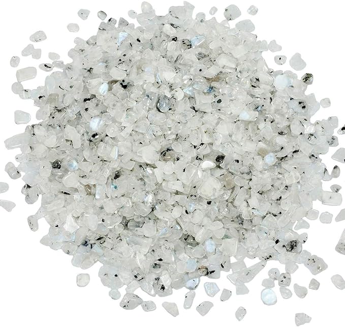SUNYIK Moonstone Tumbled Chips Crystal Crushed Pieces Irregular Shaped 1pound(About 460 Gram)