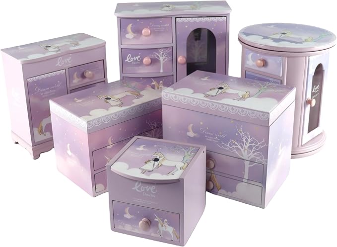 Purple Unicorn Jewelry Box for Girls - Kids Organizer and Little Girl Gift