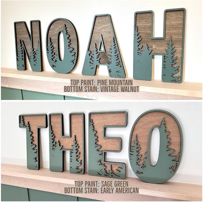 Name Sign For Nursery, Boho Nursery Sign, Family Name Signs, 3D Wall Art for Children & Kids Rooms, Baby Shower, First birthday gift (Woodland)