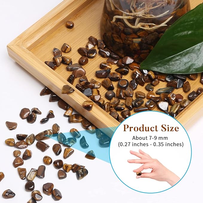 QICQDRAM Polished Gem Stones Rocks Crystals 0.9 Lb/405g Natural Tumbled Stones Tiger's Eye Crystal Chips Bulk for Healing Crystals & Fish Tank Rocks Gravel, Vase Filler, Plants Decor