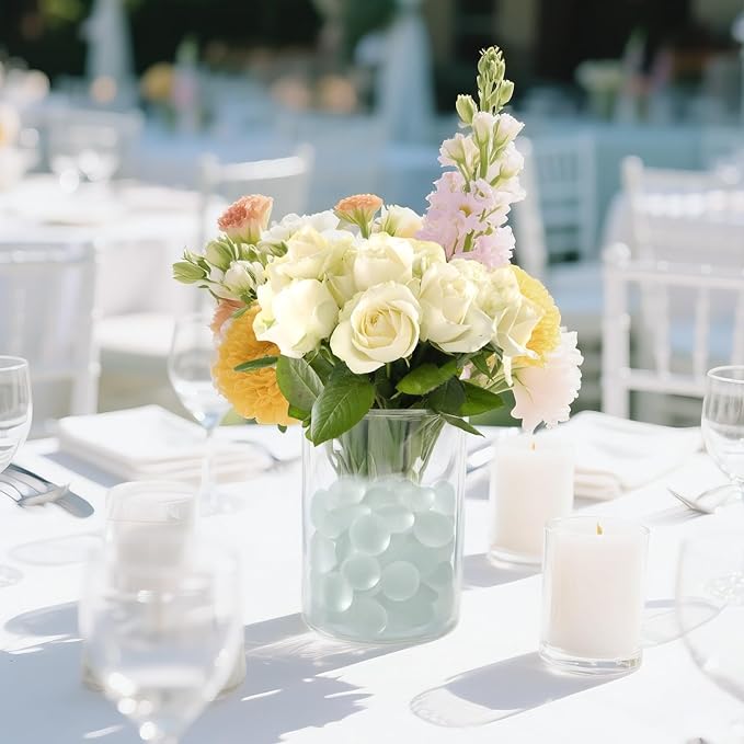 SUREAM White Marbles for Vases, 0.8LB Decorative Stones for Vases, Glass Stones for Vase Filler, Fish Tank, Fireplaces, Aquarium Decor