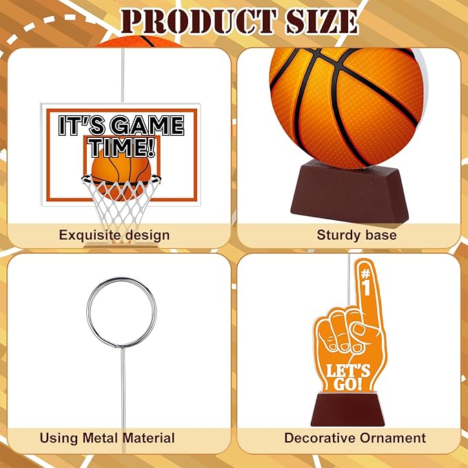 5 Pcs Basketball Themed Party Decorations Photo Holders Balloon Picture Holders Place Card Holders Table Centerpieces Number Name Clips Holder for Home Birthday Wedding Party Decor
