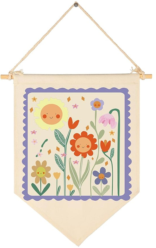 Spring Day-Above the Crib-Wall Decor Gifts for Baby Boys Girls Kids-Canvas Hanging Flag Pennant Banner Wall Decor Gifts for Nursery Homeschool Baby Room Playroom Reading Room Bedroom Front Door