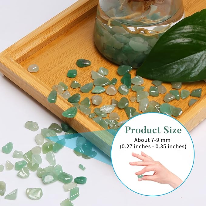 QICQDRAM Polished Gem Stones Rocks Crystals 0.9 Lb/405g Natural Tumbled Stones Green Aventurine Crystal Chips Bulk for Healing Crystals & Fish Tank Rocks Gravel, Vase Filler, Plants Decor