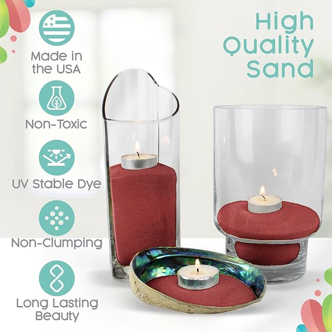 Apple Red Unity Sand, 1 LB (16 oz), Red Colored Sand for Weddings, Vase Filler, Home Decor, Crafts, Terrariums, and More