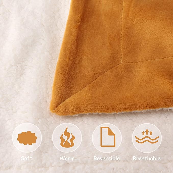 NANPIPER Baby Sherpa Blanket,Warm Toddler Throw Blanket,Soft Newborn Fleece Blanket for Winter(Ginger Yellow,30x40 inches)