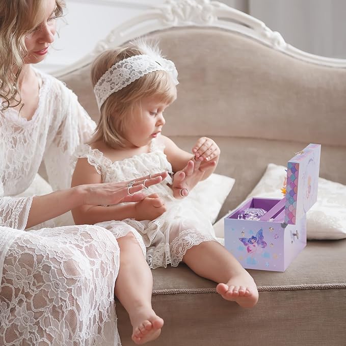 ProCase Children's Jewelry Box, Kids Jewelry Organizer with Unicorn for Little Girls, Jewelry Case Gift for Toddler Age 2 3 4 5 6 7 8 -Waltz