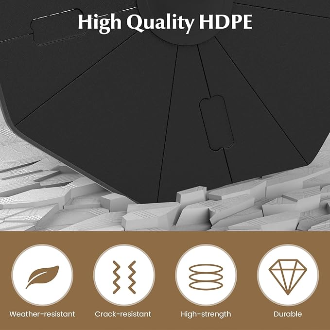 Tangkula 4-Piece Patio Umbrella Base, 208 lbs Heavy Duty Offset Cantilever Umbrella Stand, Water & Sand Fillable Hexagonal Base Plate Set for Garden Yard Poolside (Cross Base Not Included)
