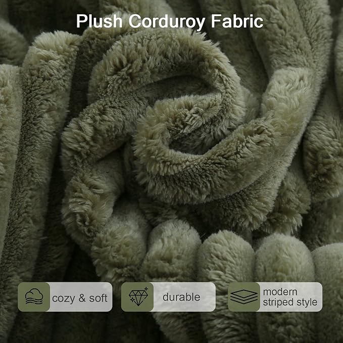 MeMoreCool Square Stuffed Pouf Ottoman Foot Rest, Stripe Furry Floor Pouf Foot Stool with Foam Chunk Filling, Soft Fluffy Stuffed Ottoman Footrest for Living Room, Faux Fur Green