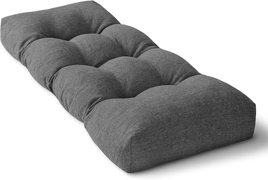 Bench Cushion 42 Inch - Polyester Brushed, High-Density Foam, Non-Slip Bottom, Soft Durable Indoor Tufted Long Seat Cushion for Window Garden Furniture (Dark Gray, 42x16x4 Inch)