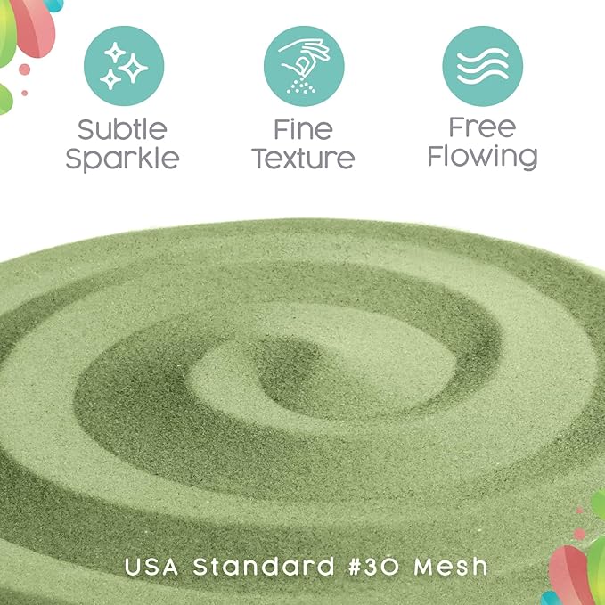 Sandsational Sparkle Sage Green Unity Sand, 1 LB (16 oz), Colored Sand for Weddings, Vase Filler, Home Décor, Craft and More