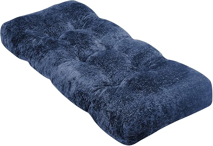 Bench Cushion 36 Inch - Luxury Chenille, High-Density Memory Foam, Non-Slip Bottom, Soft Durable Indoor Tufted Long Seat Cushion for Window Garden Furniture (Blue, 36x14x4 Inch)