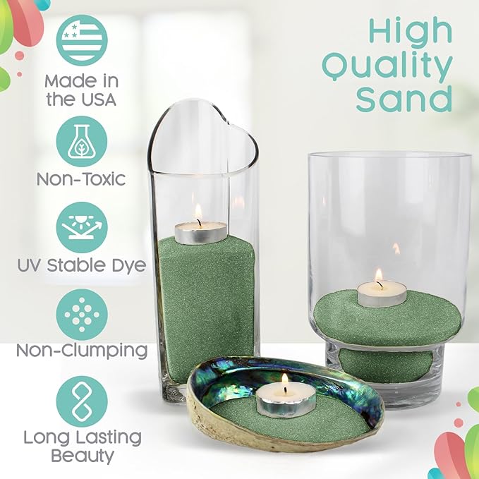 Peridot Unity Sand, 1 LB (16 oz), Colored Sand for Weddings, Vase Filler, Home Décor, Craft Sand, and More