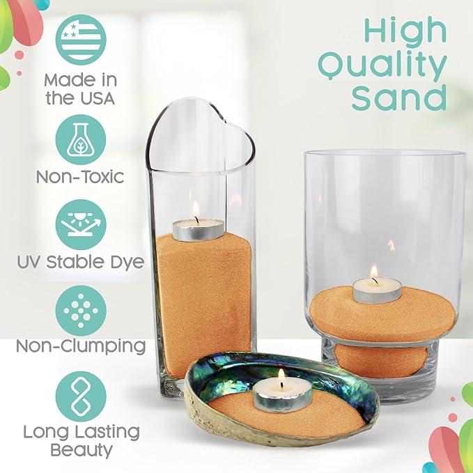 Mango Unity Sand, 1 LB (16 oz), Orange Colored Sand for Weddings, Vase Filler, Home Decor, Crafts, Terrariums, and More