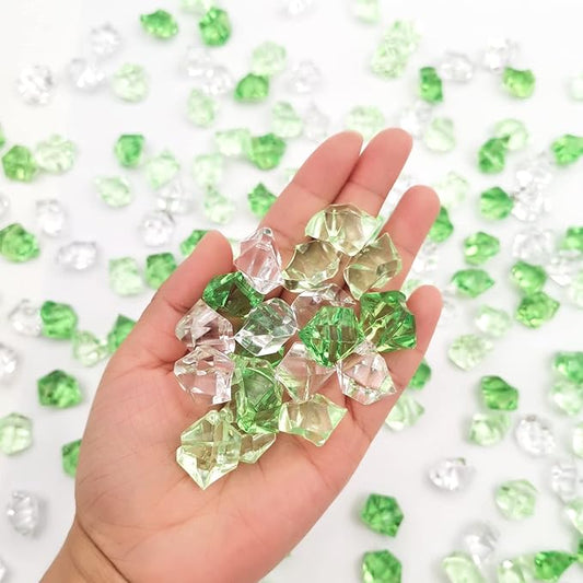 225 pcs Fake Crushed Ice Cube, Assorted Colors Fake Diamond Acrylic Clear Ice Rock Plastic Ice Cubes Vase Fillers for Centerpieces Home Decor 1 lb