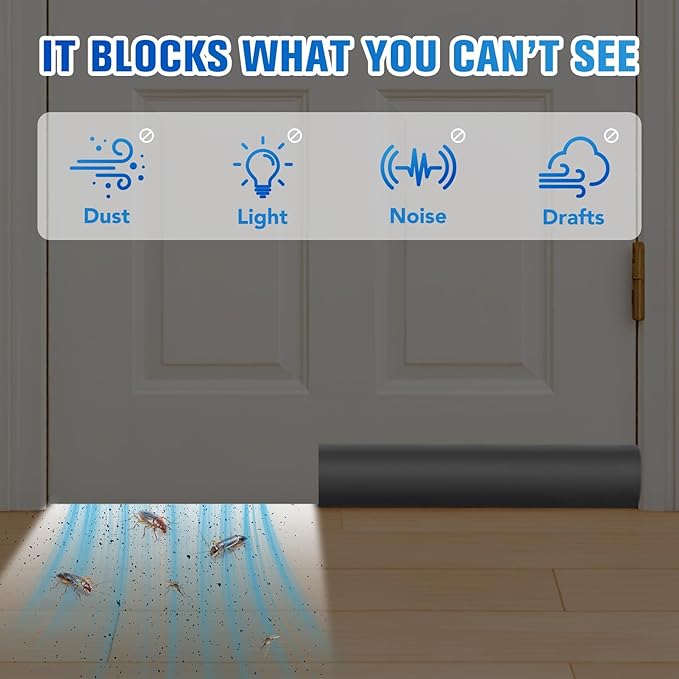 Under Door Draft Stopper for Bottom of Door, Weather Stripping Door Seal, Covers Gap Up to 2.36", Adjustable Door Sweep for Interior Doors and Exterior Cold Air, Noise, Dust, Light (Gray)