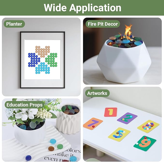 SUREAM Mixed Colored Flat Glass Gems, 0.8LB Glass Pebbles Beads for Vases Fillers Aquarium Fish Tank Rocks DIY Crafts Table Scatter Decoration