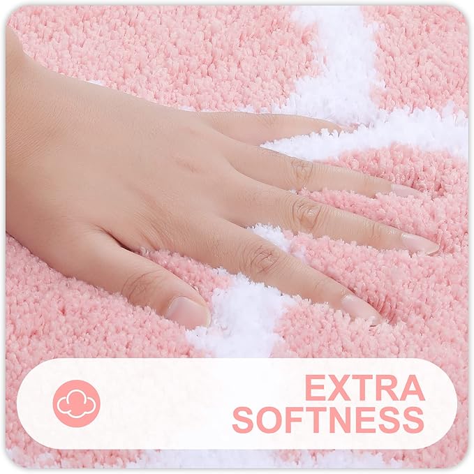 OLANLY Bathroom Rugs 30x20, Soft and Absorbent Microfiber Bath Rugs, Non-Slip Shaggy Shower Carpet, Machine Wash Dry, Bath Mats for Bathroom Floor, Tub and Shower, Pink