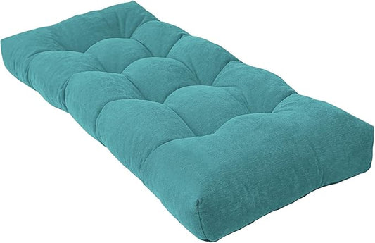 Bench Cushion 48 Inch - Chenille Fabric, High-Density Foam, Non-Slip Bottom, Soft Durable Indoor Tufted Long Seat Cushion for Window Garden Furniture (Teal, 48x16x4 Inch)