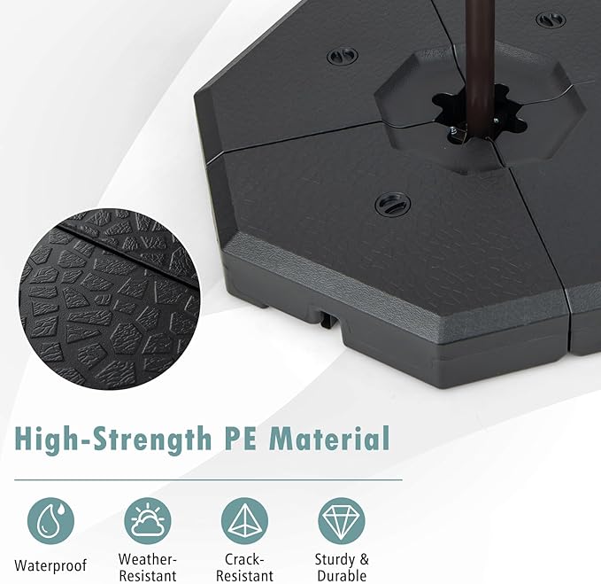 Tangkula 4 Piece 350 lbs Patio Umbrella Base, Octagon Shaped Water & Sand Filled Outdoor Weighted Umbrella Base Plate, 41" x 41" Umbrella Stand for Cantilever Offset Large Umbrella