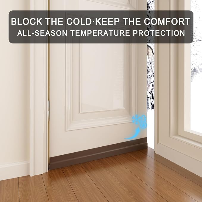 Under Door Draft Stopper,Door Sweep for Bottom of Doors,Adjustable Weather Stripping Door Seal,Soundproofing Under Gap Filler Bottom Exterior Interior Insulation Block Energy Saving (78", Brown)