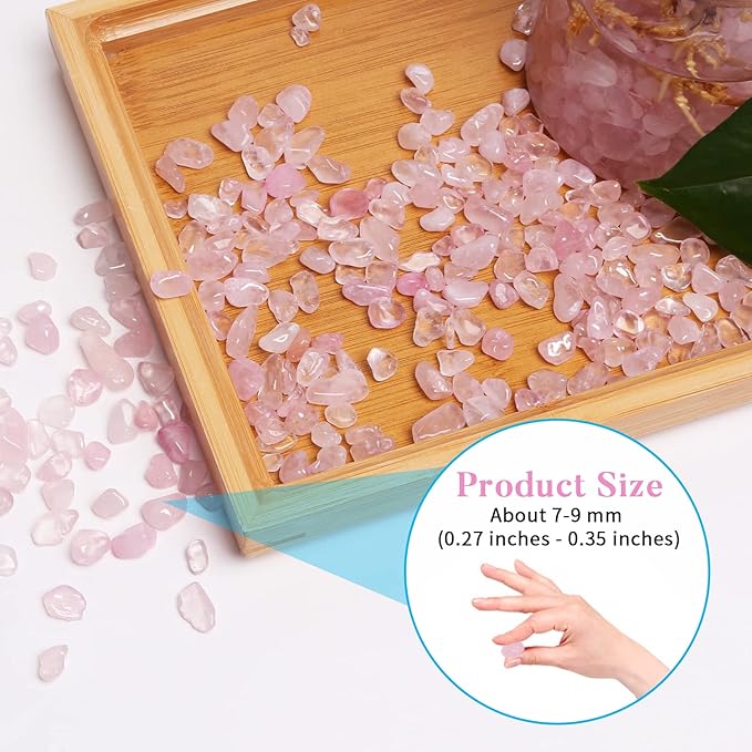 QICQDRAM Dyeing Rose Quartz Crystal Chips Bulk 0.9 Lb/405g Crystal Tumbled Stone Decorative Pebbles for Home Decoration & Fish Turtle Tank, Vase Filler, Plants Decor