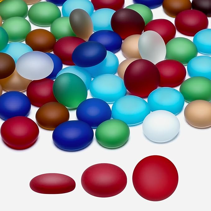 SUREAM Mixed Colored Flat Glass Gems, 0.8LB Glass Pebbles Beads for Vases Fillers Aquarium Fish Tank Rocks DIY Crafts Table Scatter Decoration