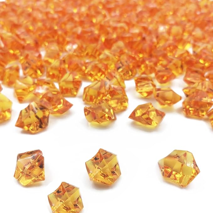 Vase Fillers for Home Decor, Fake Crushed Ice Cubes, Orange 150 pcs Reusable Fake ice Cubes for Photography Accessories Props Decoration for Wedding