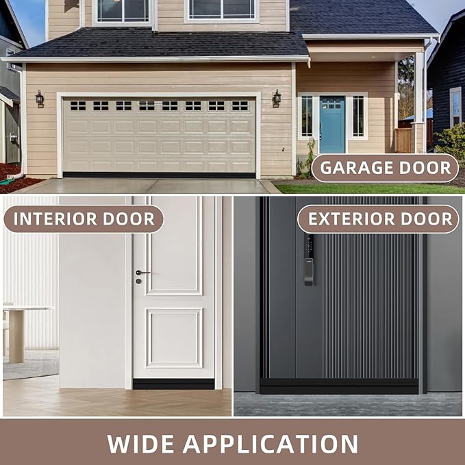 Weather Stripping Door Seal, Under Door Gap Filler, Draft Blocker Soundproof (78", Black)