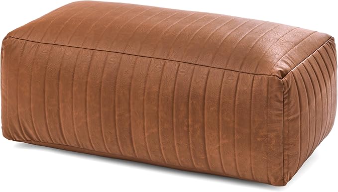 Anji Mountain 100% Handmade & Handcrafted Comfortable Home Décor Bench Pouf Ottoman Footrest for Living Room, Bedroom, Nursery, Kidsroom, Patio Furniture - (42" x 22" x 17" - Cognac)