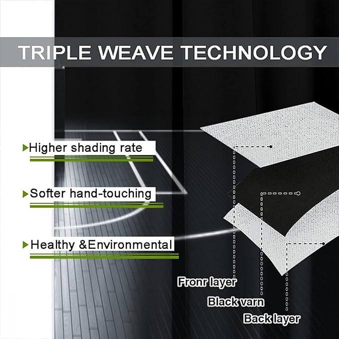 JESTRONRY Basketball Sports Curtain,Basketball Court Sports Theme Room Darkening Door Window Rod Pocket Curtain for Teen Boys Bedroom Living Room Decor W42xL45in