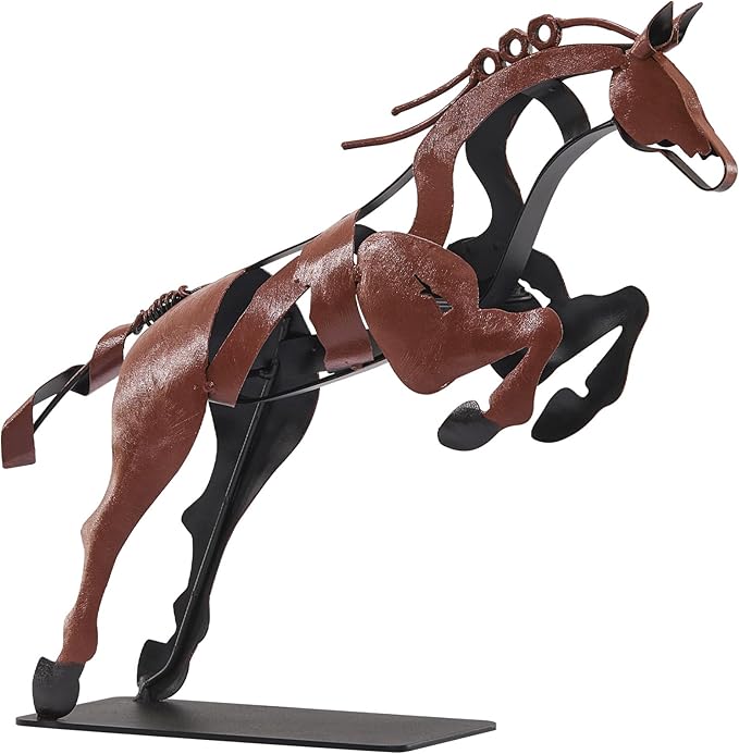 Horse Statue, Unique Metal Art Handmade Sculpture for Home Decor, Rustic Decor, Gifts for Horse Lovers (Brown)