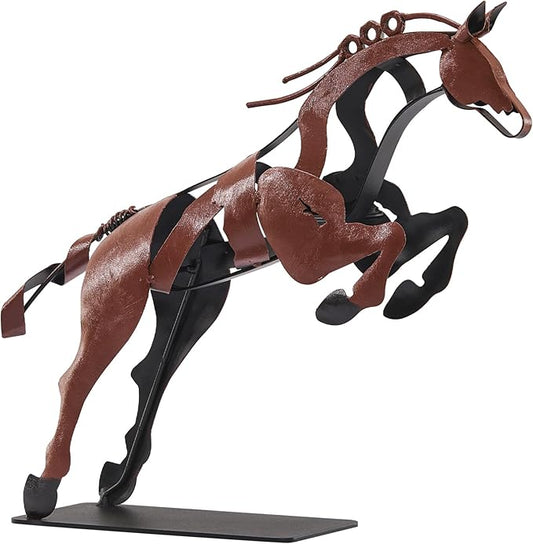 Horse Statue, Unique Metal Art Handmade Sculpture for Home Decor, Rustic Decor, Gifts for Horse Lovers (Brown)
