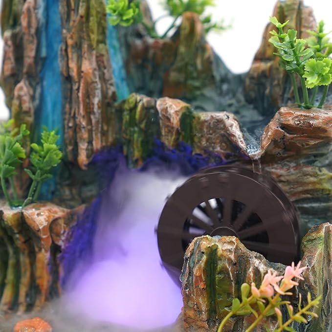 Indoor Fountain Rockery Tabletop Fountain with an Atomizer Elaxation Water Feature Meditation Desktop Fountains for Home Office Decor or Gift 7.9''L x 7''W x 10.6''H with LED Light