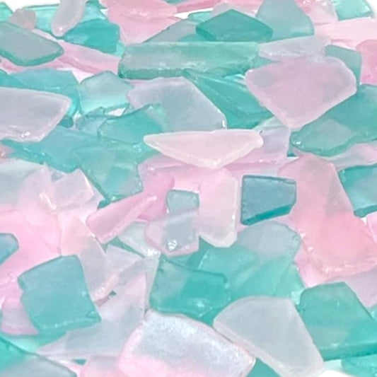 Tumbler Home Sea Glass for Crafts, Decor & Vase Filler, 25oz Frosted Aqua & Pink Seaglass Pieces, Recycled Beach Glass in Bulk and Smooth Seaglass for DIY Art, Coastal Decor, and Jewelry Making