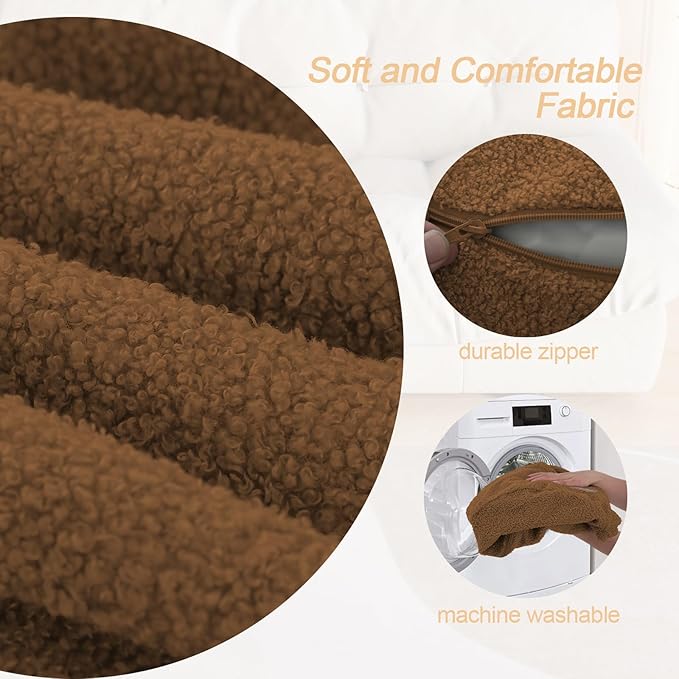 MeMoreCool Stuffed Round Pouf Ottoman Foot Rest, Floor Pouf Foot Stool with Soft Foam Chunk Filling, Small Round Ottoman Footstool Circle Footrest for Living Room, Light Coffee