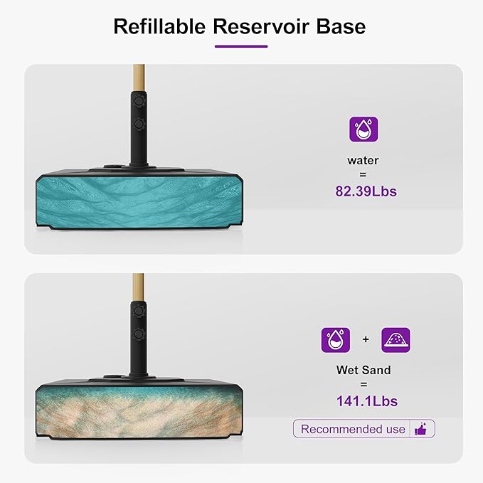 PURPLE LEAF Patio Market Umbrella Base PL245ML Outdoor Table Umbrellas Stand Weighted Square Base, 21.65" x 21.65"