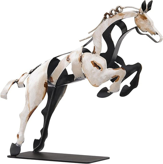 Horse Statue, Unique Metal Art Handmade Sculpture for Home Decor, Rustic Decor, Gifts for Horse Lovers (White)