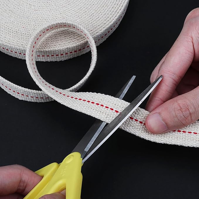 SWATOM Oil Lamp Wicks 33 Feet Roll 7/8 Inch Oil Wick for Lamps Cotton Lantern Kerosene Wick Replacement with Genuine Red Stitch