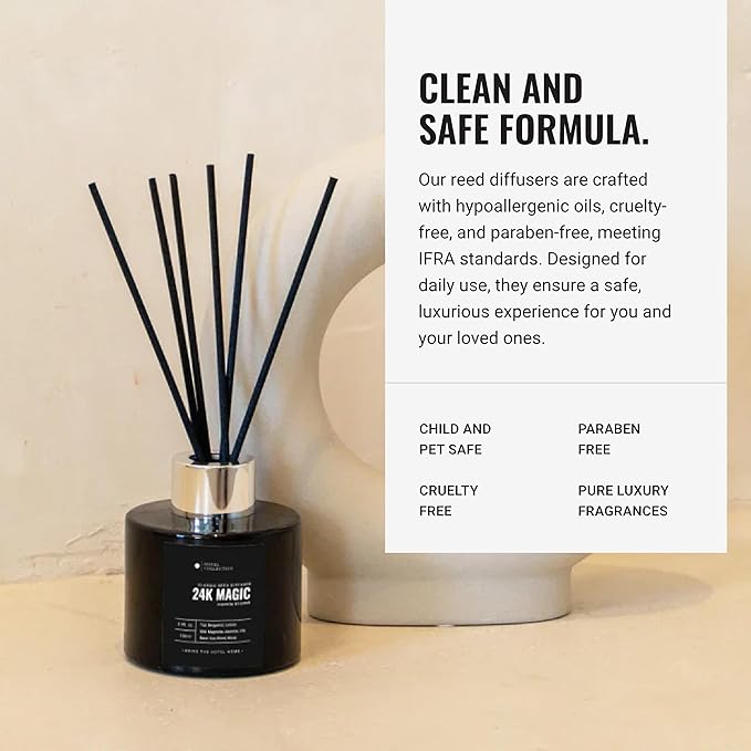 Hotel Collection - Dream On - Reed Diffuser Set - Luxury Aromatherapy Diffuser - Hints of Bright White Tea, Sweet Vanilla, & Cedarwood - Essential Oil Diffusers - Shelf Decor - 100mL/3.5 FL Oz