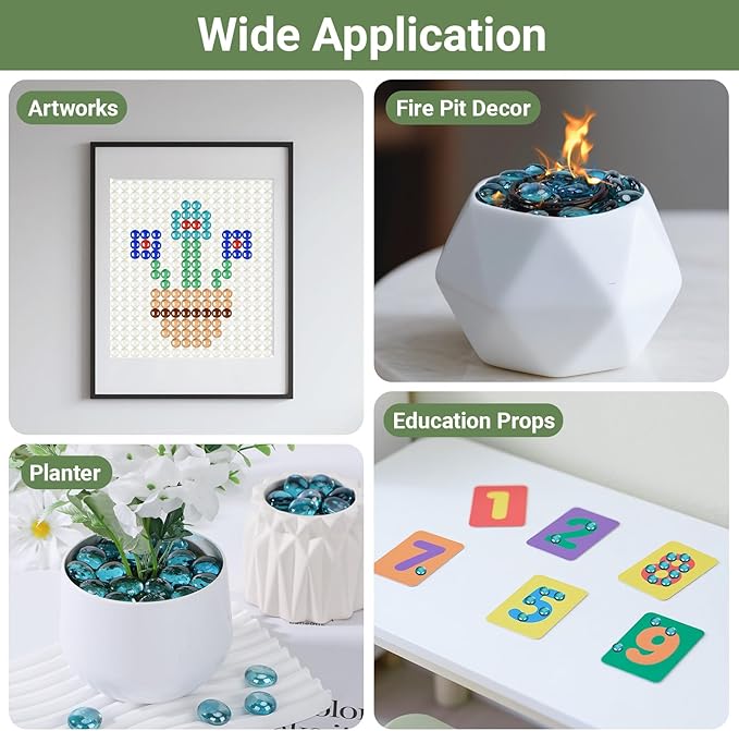 SUREAM 1 LB Marbles for Vases, Blue Glass Beads Bulk for Vase Fillers, Flat Glass Marbles for Aquariums, Hydroponics Plants, Home Decor, Christmas DIY Craft