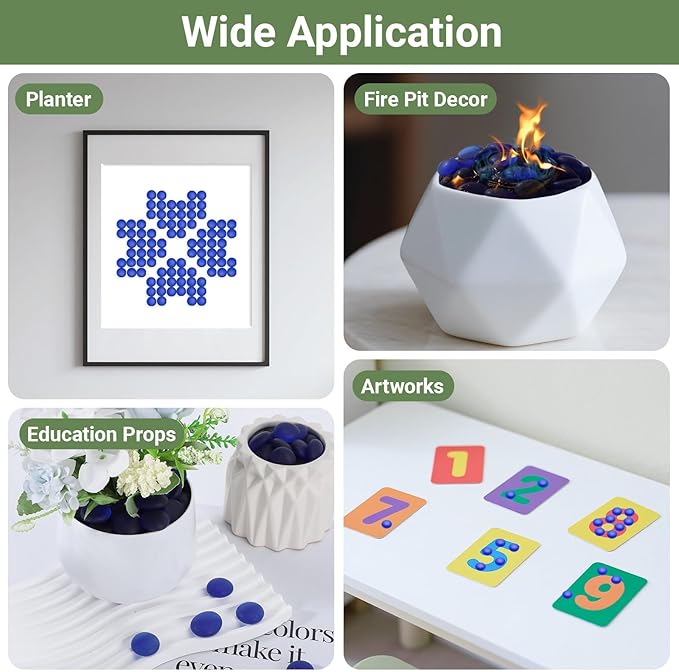 SUREAM Glass Beads for Vases, 0.8LB Deep Blue Glass Marbles Bulk for Vases, Flat Marbles for Centerpiece Decor, Table Scatter, Floral Supplies, DIY Crafts