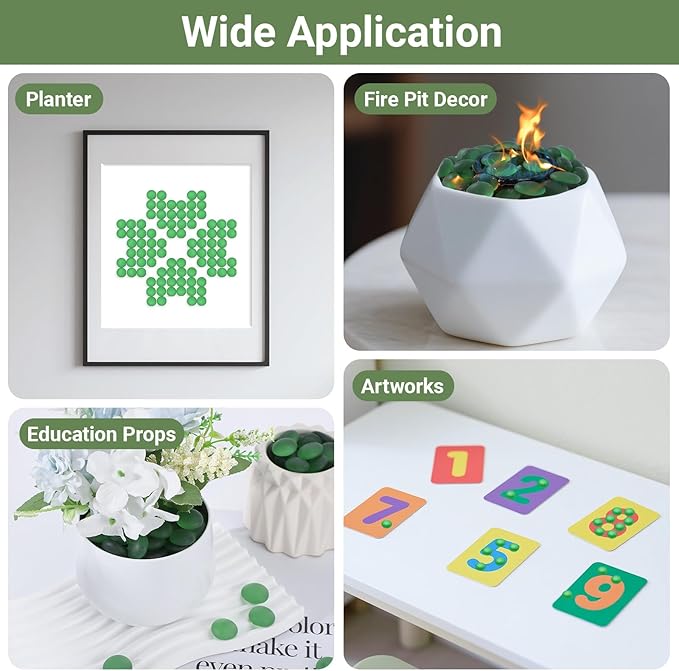 SUREAM Green Flat Marbles, 0.8LB Pebbles for Vases, Glass Gems for Crafts, Glass Marbles Bulk for Aquarium Table Scatter Party Home Wedding Centerpieces Decor