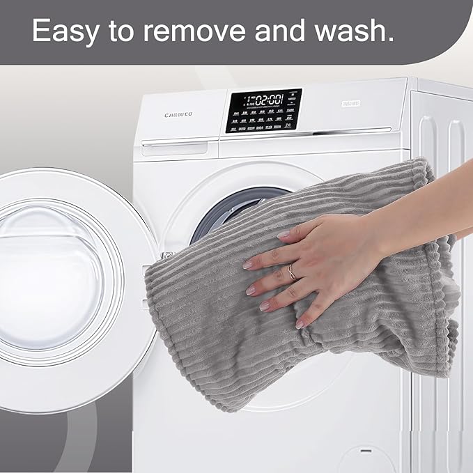 MeMoreCool Square Stuffed Pouf Ottoman Foot Rest, Corduroy Floor Pouf Foot Stool with Foam Chunk Filling, Soft Stuffed Ottoman Footrest for Living Room, Light Grey