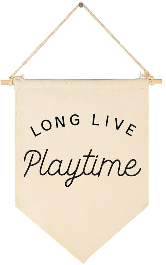 Long Live Playtime-Newborn-Sign Above Crib-Hanging Canvas Flag Wall Decor Gifts for Baby Boys Girls Kids-Canvas Hanging Pennant Banner Wall Decor Present for Nursery Baby Room Playroom Front Door