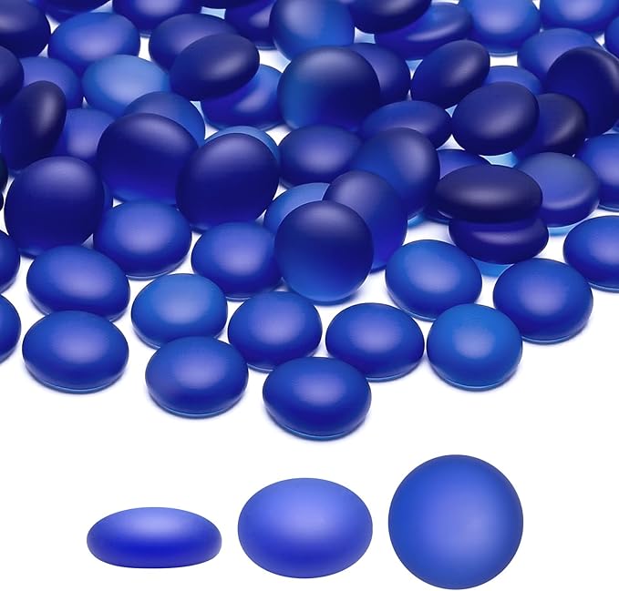 SUREAM Glass Beads for Vases, 0.8LB Deep Blue Glass Marbles Bulk for Vases, Flat Marbles for Centerpiece Decor, Table Scatter, Floral Supplies, DIY Crafts