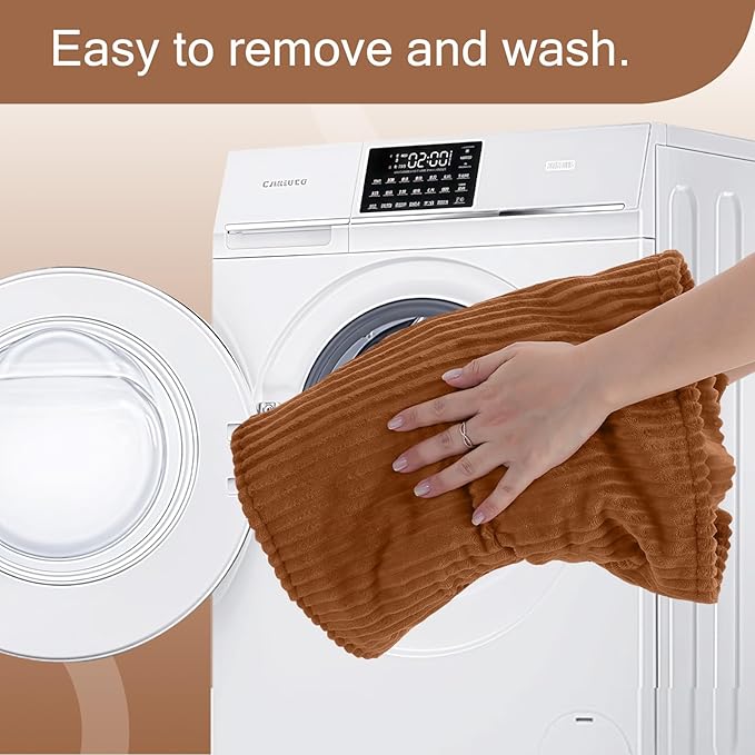 MeMoreCool Square Stuffed Pouf Ottoman Foot Rest, Corduroy Floor Pouf Foot Stool with Foam Chunk Filling, Soft Stuffed Ottoman Footrest for Living Room, Coffee